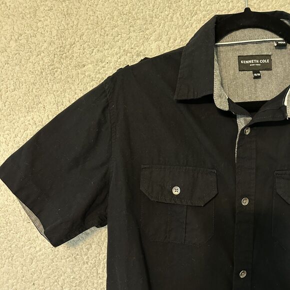 Kenneth Cole NY Boy Short Sleeve Button Down Shirt Size‎ 14/16 Black Color - Picture 4 of 14